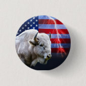 Weißes Buffalo mit amerikanischer Flagge und Blitz Button (Vorderseite)