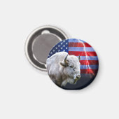 Weißes Buffalo mit amerikanischer Flagge und Blitz Magnet (Vorderseite/Rückseite)