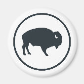 Weißes Buffalo Outdoor Round Magnet (Vorne)