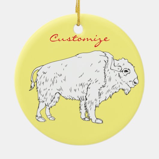 Weißes Buffalo Thunder_Cove Keramik Ornament (Hinten)