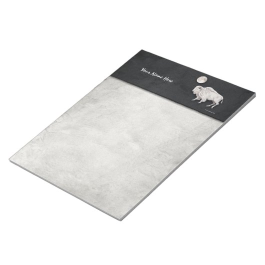 Weißes Buffalo Vollmond Light Grau Notizblock (angewinkelt)