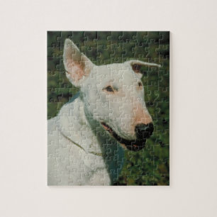 Weißes Bullterrier-Hundepuzzlespiel Puzzle