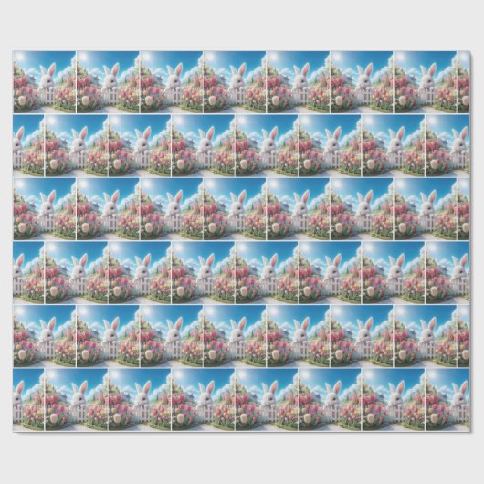 Weißes Bunny im Frühlingshafen Geschenkpapier (Flach)