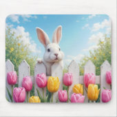 Weißes Bunny im Tulip Garten Mousepad (Vorne)