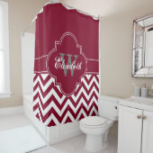 Weißes Burgund LG Zickzack 1ICBR Name Monogramm Duschvorhang (Beispiel)