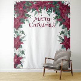 Weißes Burgund Poinsettia Weihnachtsgebäck Foto Hi Wandteppich