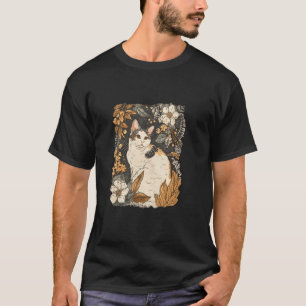 Weißes Calico-Katze Cottagecore-Ästhetik Naturlaun T-Shirt