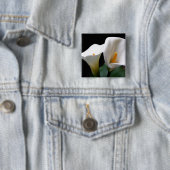 Weißes Calla-Lilien-Blumen-Quadrat-Button Button (Beispiel)