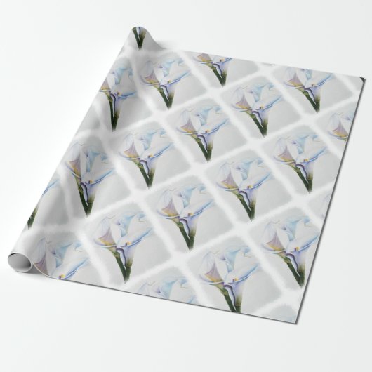 WEISSES CALLA-LILIEN-PACKPAPIER GESCHENKPAPIER (Ungerollt)