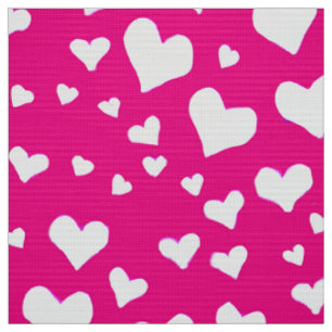 Weißes Chalk Herz auf Fuchsia Pink Stoff