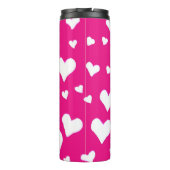 Weißes Chalk Herz auf Fuchsia Pink Thermosbecher (Rückseite)