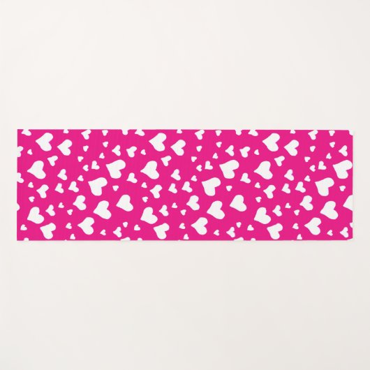 Weißes Chalk Herz auf Fuchsia Pink Yogamatte (Vorderseite (Horizontal))