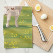 Weißes Charolais Kuh und Niedliches Rindfleisch Ri Geschirrtuch (Viertel Falte)