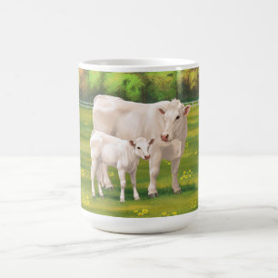 Weißes Charolais Kuh und Niedliches Rindfleisch Ri Kaffeetasse