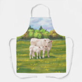 Weißes Charolais Kuh und Niedliches Rindfleisch Ri Schürze (Vorderseite)