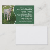 Weißes Charolaiskalb mit grüner Platte Visitenkarte (Vorne/Hinten)