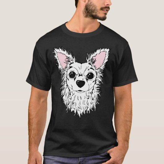 Weißes Chihuahua Portrait Chewy T-Shirt (Vorderseite)
