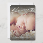 Weißes Christening Cross Foto Religiöse Einladung (Vorderseite)