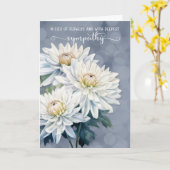 Weißes Chrysanthemen auf blauem Beileid Karte (Gelbe Blume)
