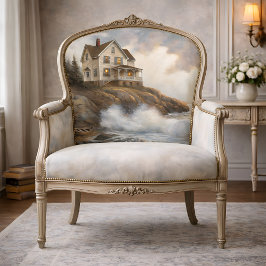 Weißes Cliffside-Haus am Meer Decoupage Seidenpapier