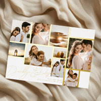 Weißes Collage Multi-Foto-Rahmen Save the Date Gol