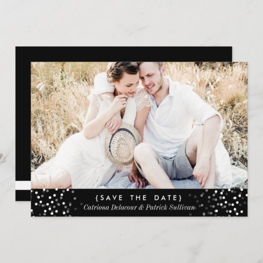 WEISSES CONFETTI FOTO ANKÜNDIGUNG DATUM FREIHALTEN (Vorne/Hinten)