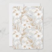 Weißes Cream Blume Blaue Schmetterlinge zum Geburt Einladung (Rückseite)