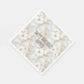 Weißes Cream Blume Blaue Schmetterlinge zum Geburt Serviette (Ecke)