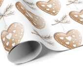 Weißes Cream Herz Gingerbrot Keks Weihnachten Geschenkpapier (Rolleneckpunkt)