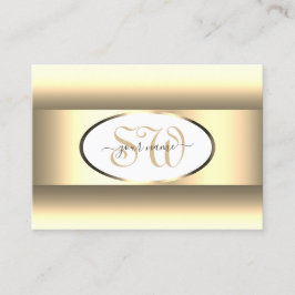 Weißes Cream Ombre Initials Light Gold Dekor Borde Visitenkarte