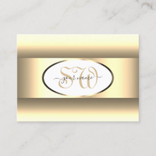 Weißes Cream Ombre Initials Light Gold Dekor Borde Visitenkarte