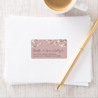 Weißes Cream Sakura Kirschblüten Asiatische Hochze Adressaufkleber