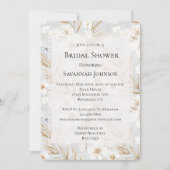 Weißes Creme Blume Blaue Schmetterlinge Brautparty Einladung (Vorderseite)