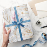 Weißes Creme Blume Blaue Schmetterlinge Brautparty Geschenkpapier<br><div class="desc">Weißes Creme Blume Blaue Schmetterlinge Brautparty</div>