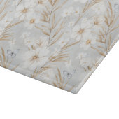Weißes Creme Blume Blaue Schmetterlinge Brautparty Schneidebrett (Ecke)