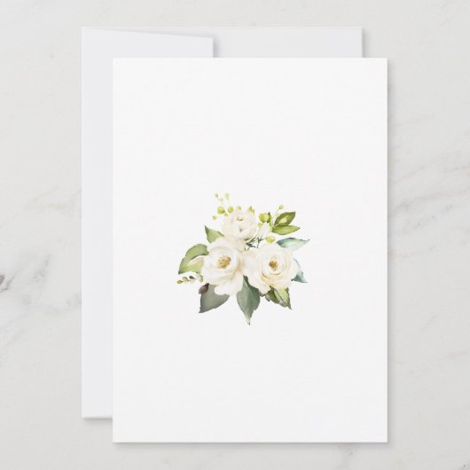 Weißes Creme Blume Goldrahmen Hochzeit Einladung (Rückseite)