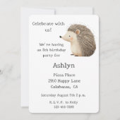 Weißes Creme Brown Niedlicher Igel Tier Geburtstag Einladung (Vorderseite)