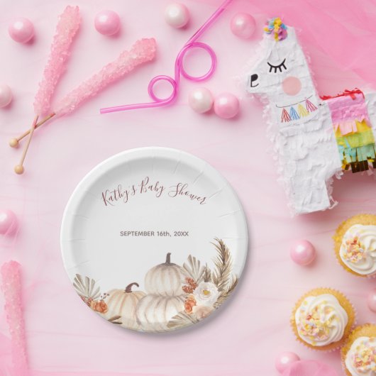 Weißes Creme Pumpkin Rustikales Party Pappteller (Party)