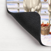Weißes Cremello Quarter Pferde im Schnee Mousepad (Ecke)