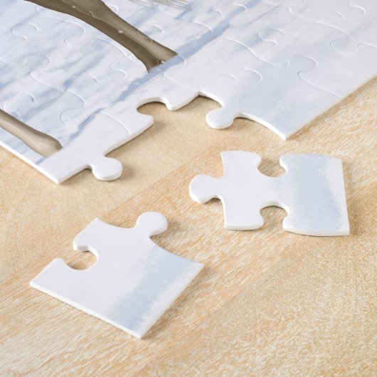 Weißes Cremello Quarter Pferde im Schnee Puzzle (Seite)