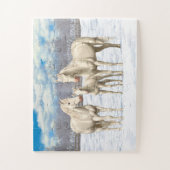 Weißes Cremello Quarter Pferde im Schnee Puzzle (Vertikal)