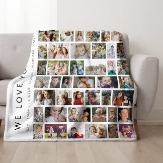 Weißes Custom 54 FotoCollage Fleecedecke