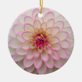 Weißes Dahlia mit rosa Blume Keramik Ornament