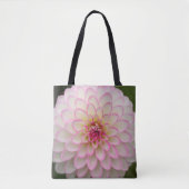Weißes Dahlia mit rosa Felge Blume Tasche (Vorderseite)