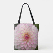 Weißes Dahlia mit rosa Felge Blume Tasche (Rückseite)