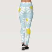 Weißes Daisy blaues Hintergrund Nahtlos Leggings (Rückseite)