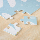 Weißes Daisy blaues Hintergrund Nahtlos Puzzle (Seite)