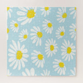 Weißes Daisy blaues Hintergrund Nahtlos Puzzle (Horizontal)