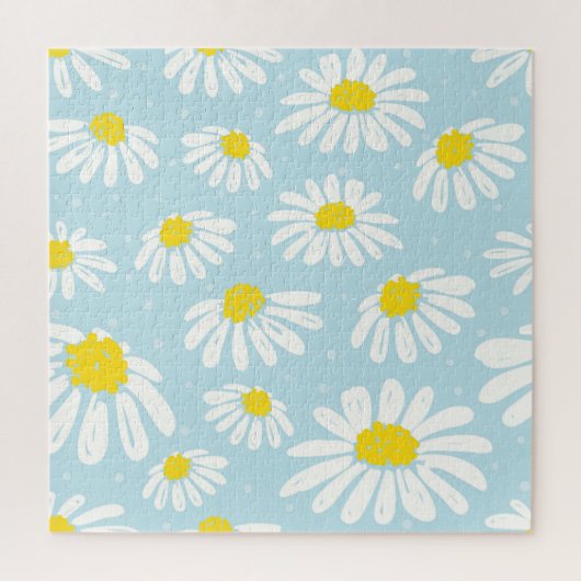 Weißes Daisy blaues Hintergrund Nahtlos Puzzle (Vertikal)