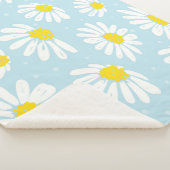 Weißes Daisy blaues Hintergrund Nahtlos Sherpadecke (3/4)
